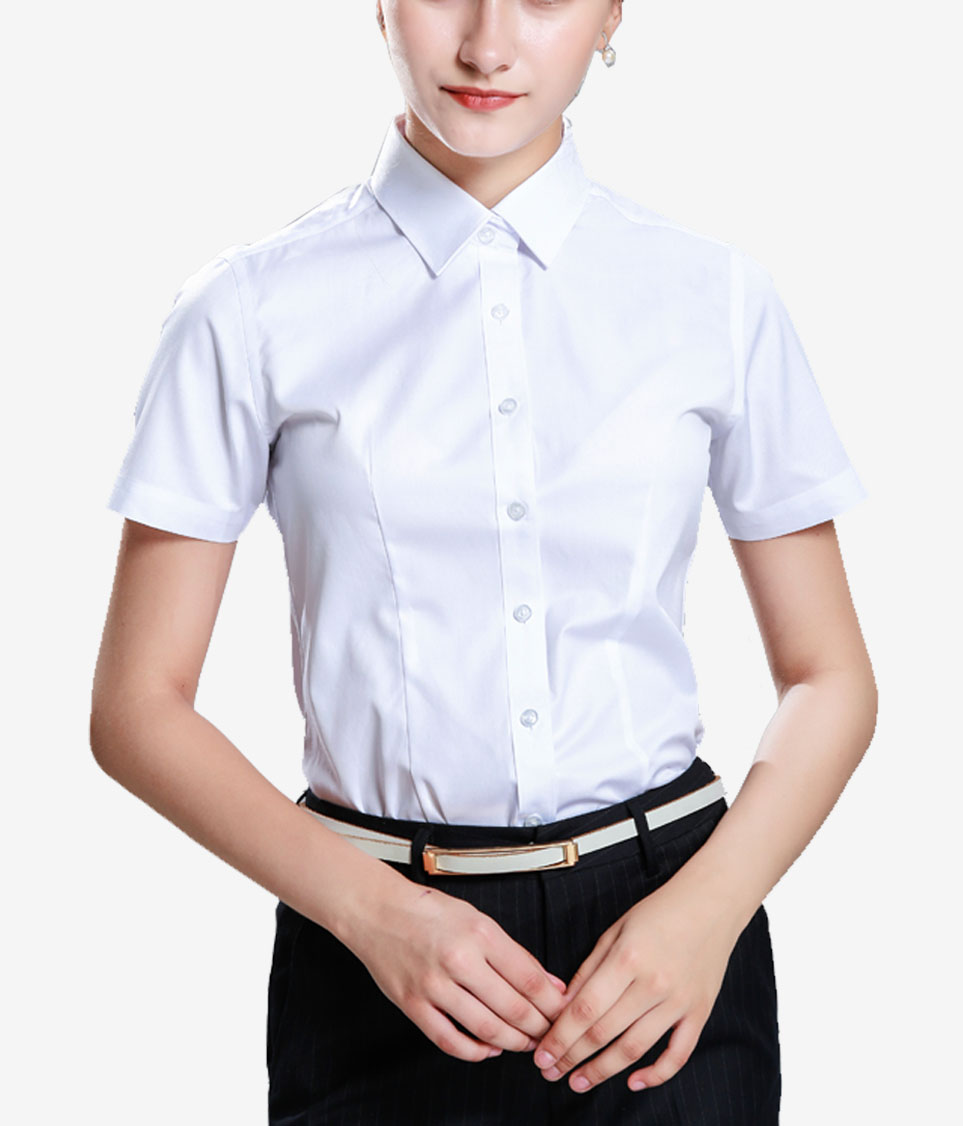 女式白色短袖衬衫